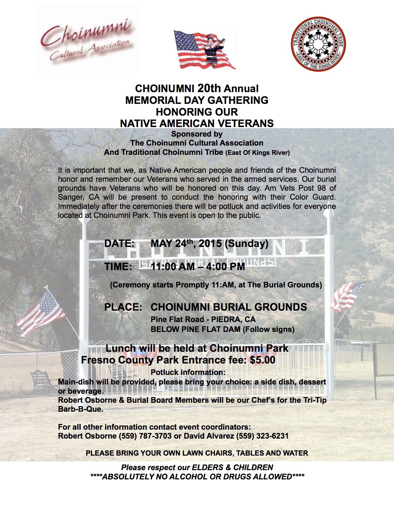 Choinumni 20th Annual Memorial Day Gathering Honoring Our Native American Veterans The Sanger