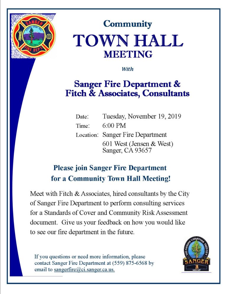 Community Town Hall Meeting with Sanger Fire Dept & Fitch & Assoc ...